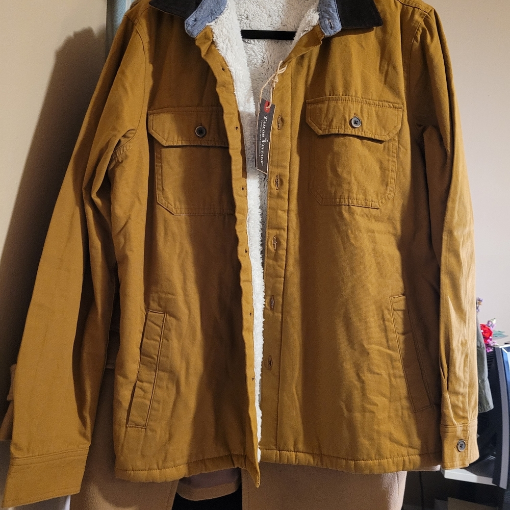 Tailor Vintage sherpa lined shirt jacket medium